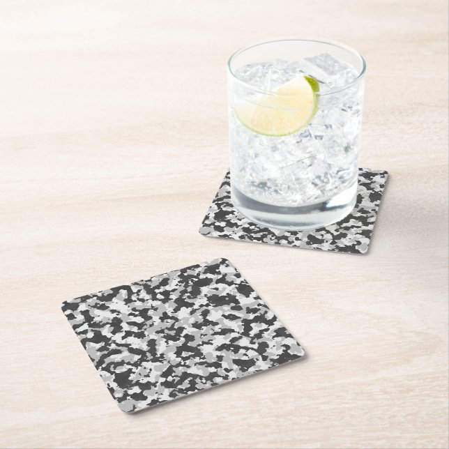 camouflage square paper coaster (Insitu)