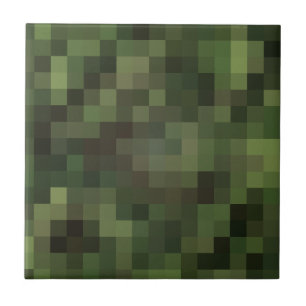Camouflage Squared Green Ceramic Tile