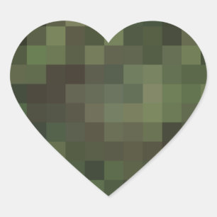 camouflage squared green heart sticker