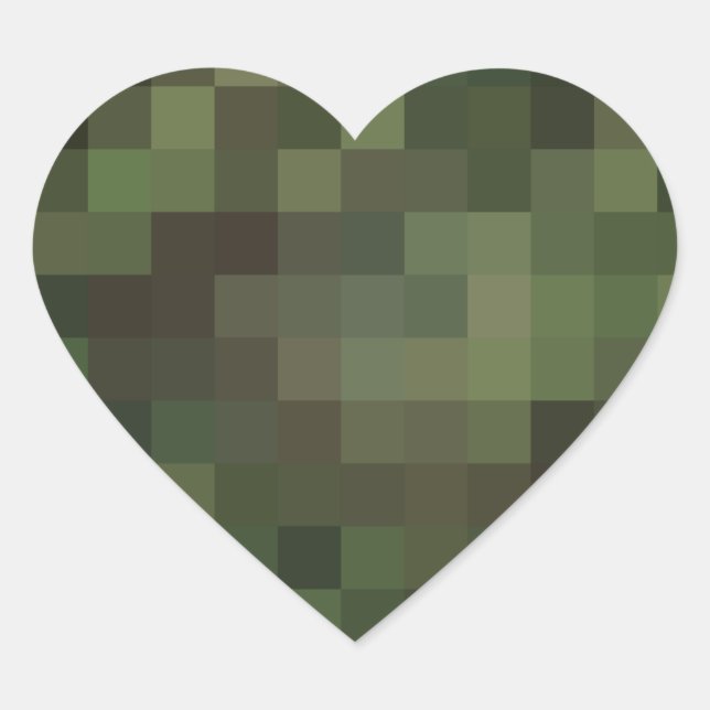 camouflage squared green heart sticker (Front)