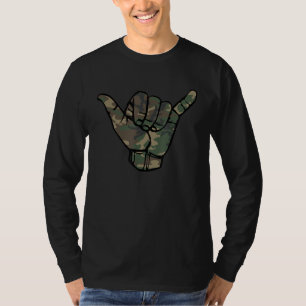 Camouflage Surfs Up Hawaii Shaka Sign Shirt Art Re