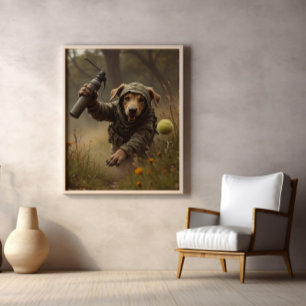 Camouflage, Tennis Ball, And Tactical Paws Poster