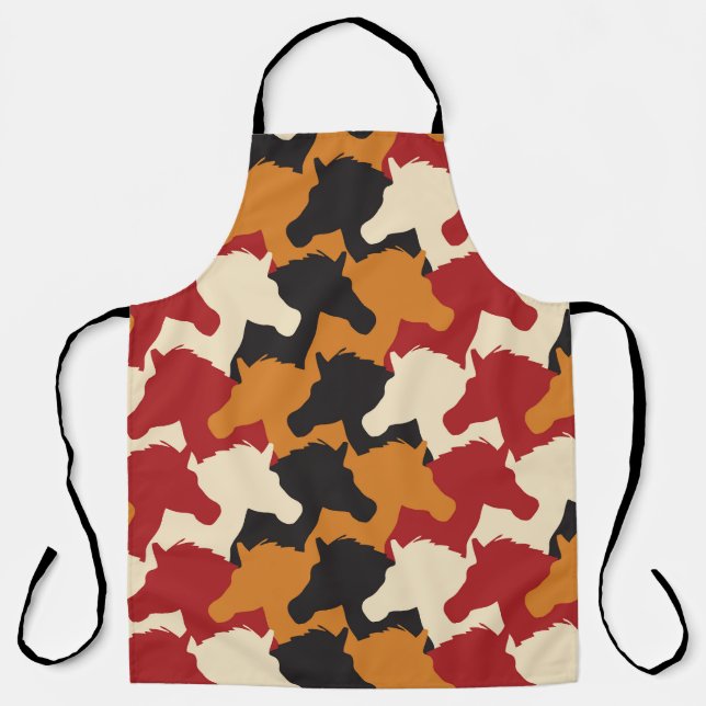 Camouflage unicorn heads, repeating pattern. apron (Front)
