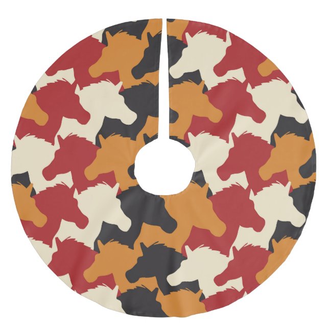 Camouflage unicorn heads, repeating pattern. brushed polyester tree skirt (Front)
