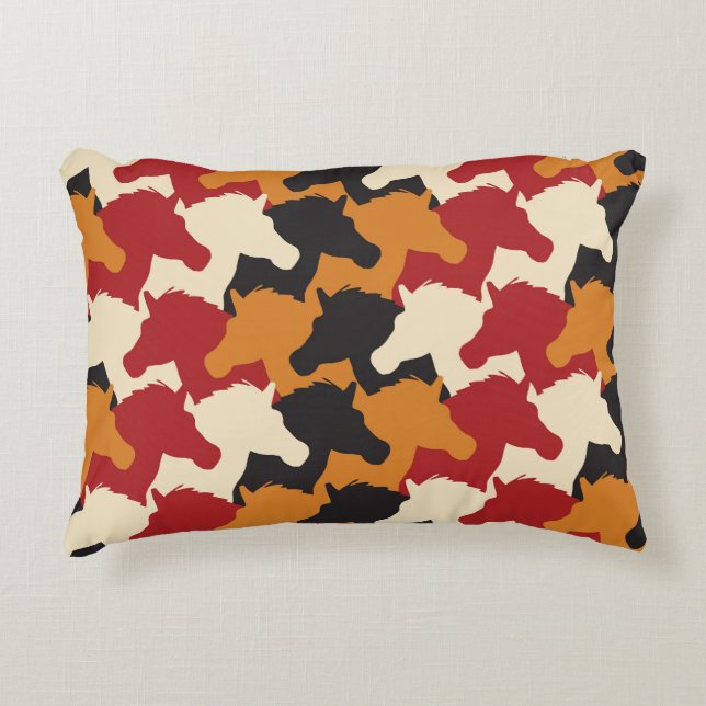 Camouflage unicorn heads, repeating pattern. decorative cushion (Front)