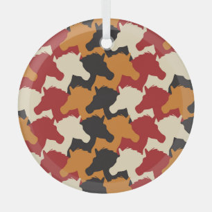 Camouflage unicorn heads, repeating pattern. glass tree decoration