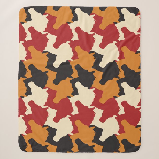 Camouflage unicorn heads, repeating pattern. sherpa blanket (Front)