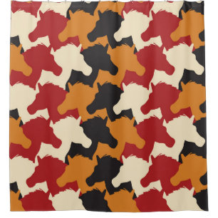 Camouflage unicorn heads, repeating pattern. shower curtain