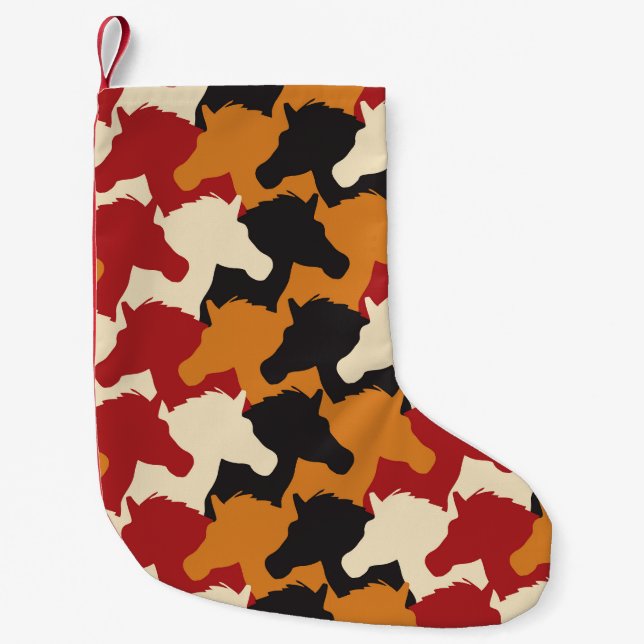 Camouflage unicorn heads, repeating pattern. small christmas stocking (Front)