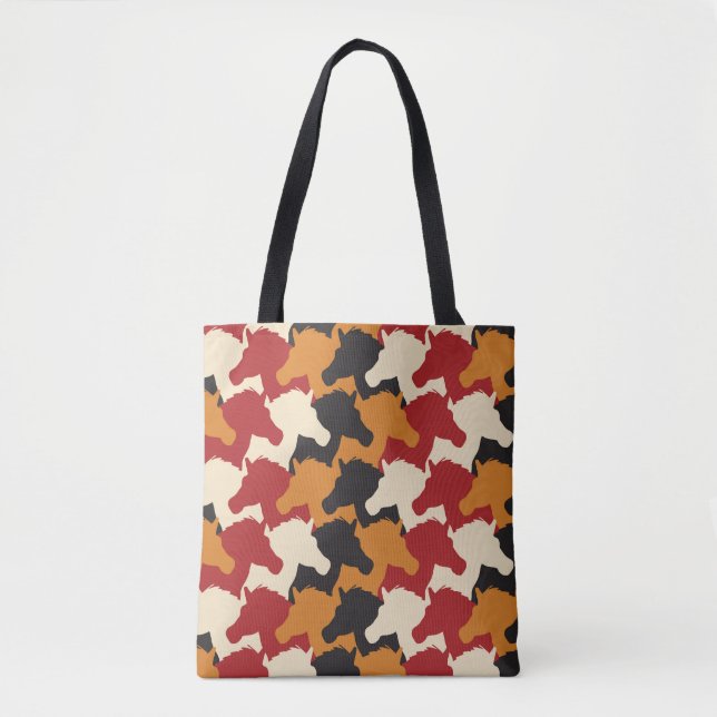 Camouflage unicorn heads, repeating pattern. tote bag (Front)