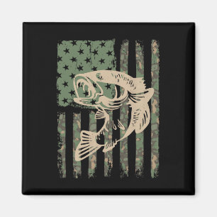 Camouflage Usa Flag Big Mouth B Fishing 1  Magnet