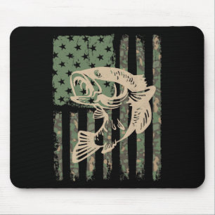 Camouflage Usa Flag Big Mouth B Fishing 1 Mouse Pad