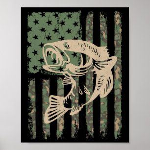 Camouflage Usa Flag Big Mouth Byss Fishing 1 Poster