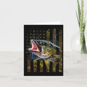 Camouflage Usa Flag Big Mouth Byss Fishing Card