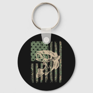 Camouflage Usa Flag Big Mouth Byss Fishing Gift Key Ring