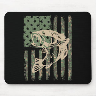 Camouflage Usa Flag Big Mouth Byss Fishing Gift Mouse Pad