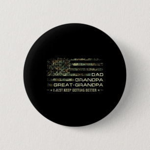 Camouflage Usa Flag Fathers Day Great-grandpa Dad 6 Cm Round Badge