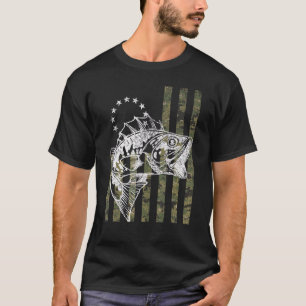 Camouflage Usa Flag For Bass Fisherman Fishing T-Shirt