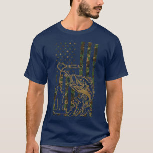 Camouflage USA Flag for Bass Fisherman Patriot Fis T-Shirt