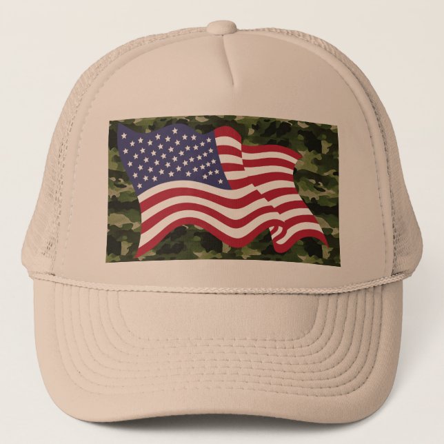 Camouflage USA Flag Hat for Everyday Wear (Front)