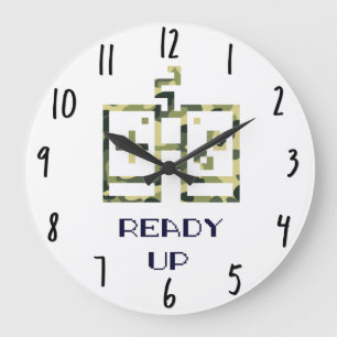 Camouflage Video Game Controller Ready Up Gamer Large Clock