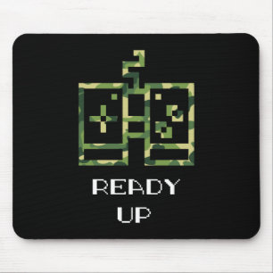 Camouflage Video Game Controller Ready Up Gamer Mouse Pad