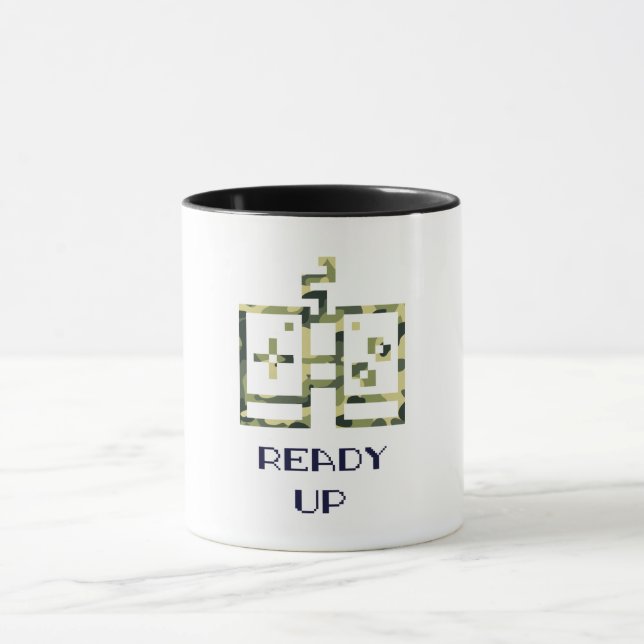 Camouflage Video Game Controller Ready Up Gamer Mug (Center)