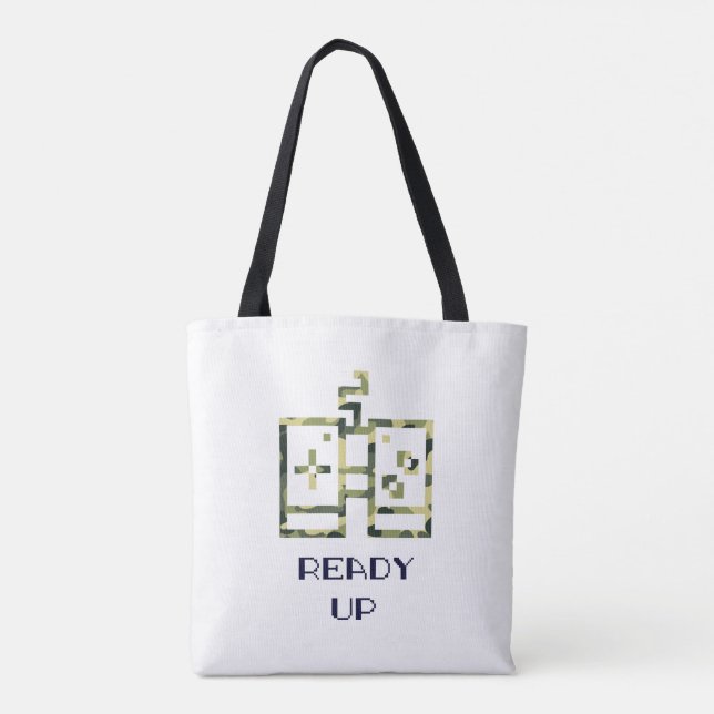 Camouflage Video Game Controller Ready Up Gamer Tote Bag (Back)