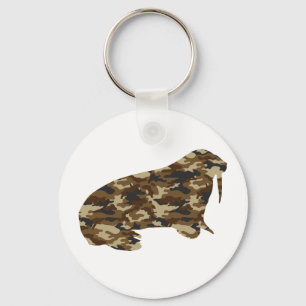 Camouflage Walrus Silhouette Key Ring