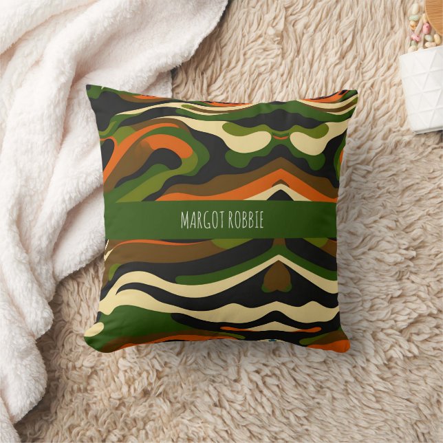 Camouflage Waves Watercolor Pattern Cushion (Blanket)