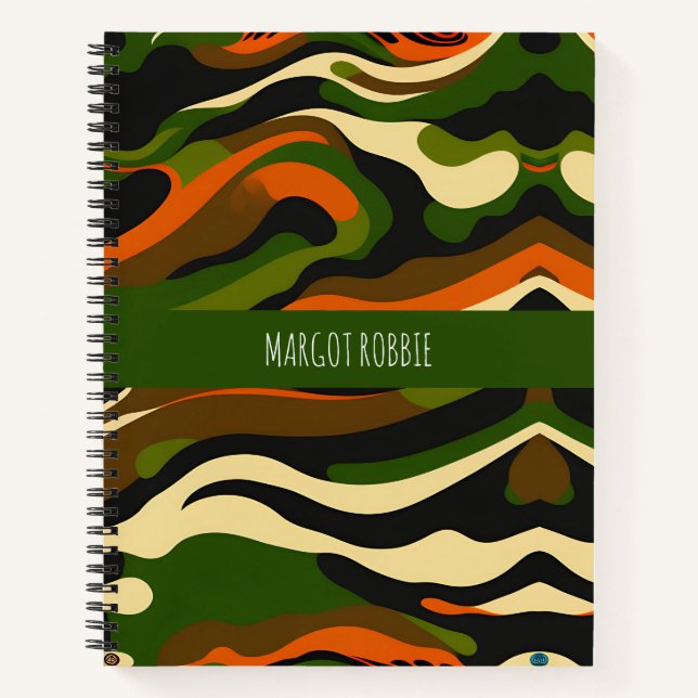 Camouflage Waves Watercolor Pattern Notebook (Front)