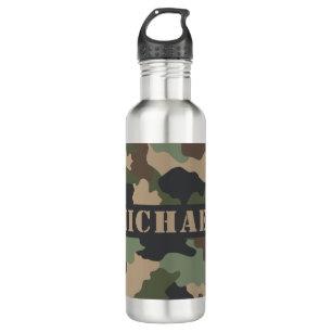 Camouflage Woodland Camo Khaki Tan Black Monogram 710 Ml Water Bottle