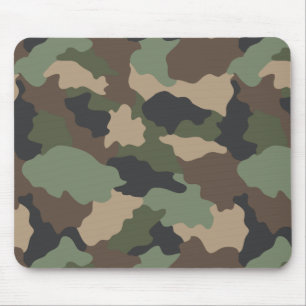 Camouflage Woodland Camo Khaki Tan Black Mouse Pad