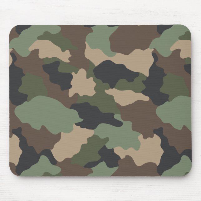 Camouflage Woodland Camo Khaki Tan Black Mouse Pad (Front)