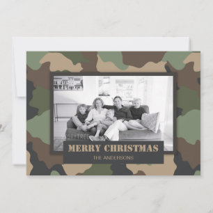 Camouflage Woodland Camo Military Christmas Photo Holiday Card