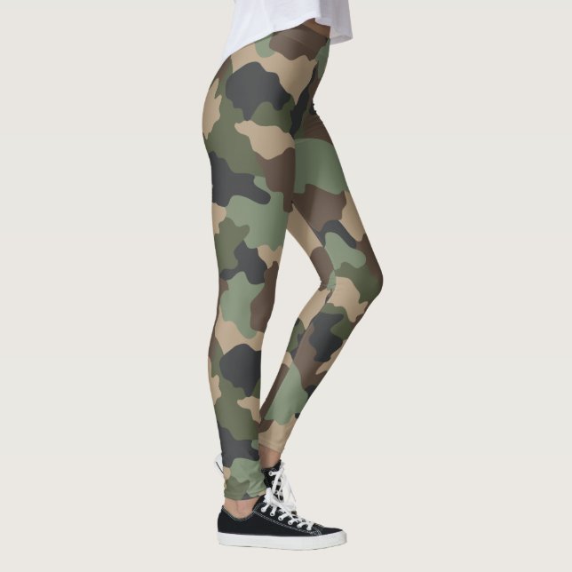 Camouflage Woodland Camo Military Khaki Tan Black Leggings (Right)
