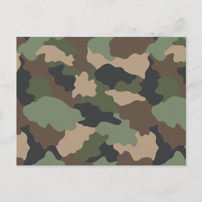 Camouflage Woodland Camo Military Khaki Tan Black Postcard (Front)