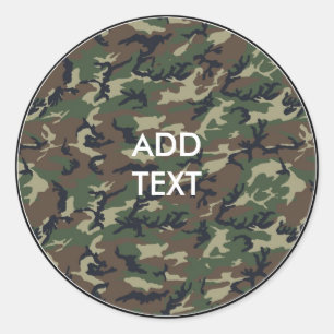 Camouflage Woodland Classic Round Sticker