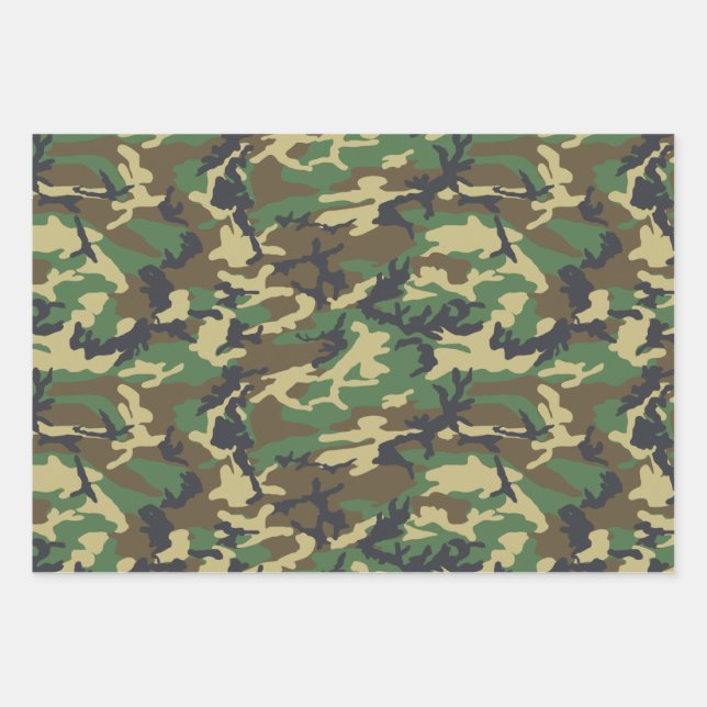 Camouflage wrapping paper, Woodland Camouflage Wrapping Paper Sheet (Front)