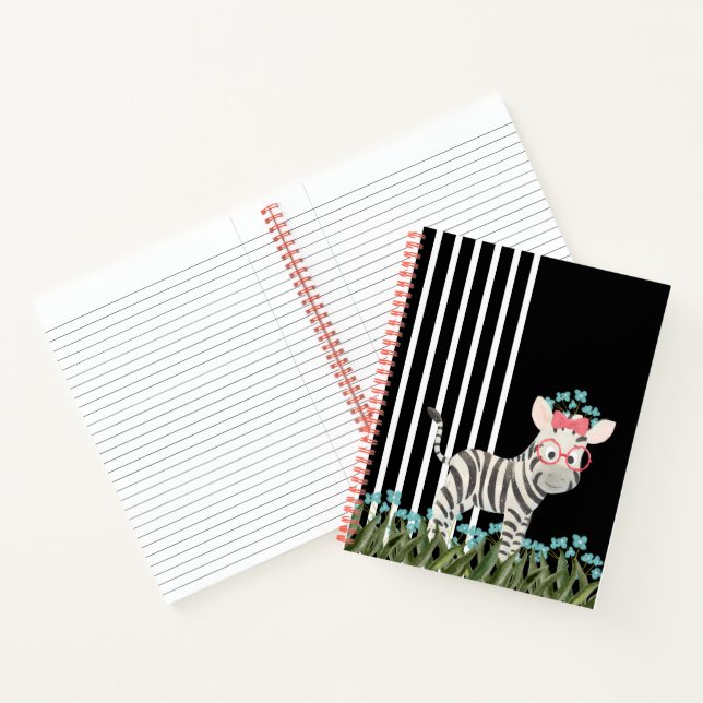 Camouflage Zebra With Blue Flowers Spiral Notebook (Inside)