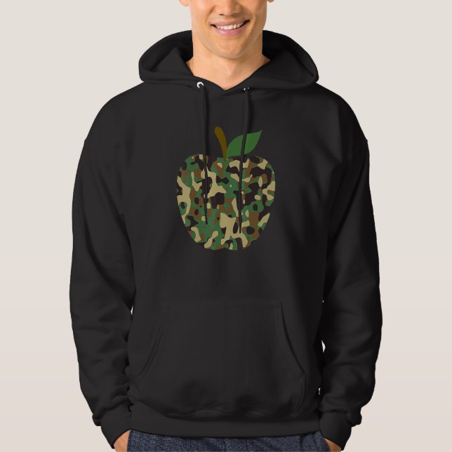 Camouflaged Apple First Day Of School Teaching Tea Hoodie (Front)