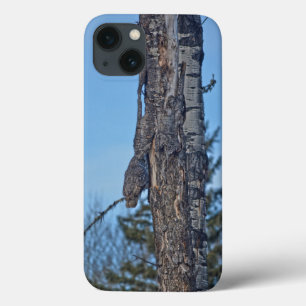 Camouflaged Great Grey Owl and Tree Wildlife Photo iPhone 13 Case