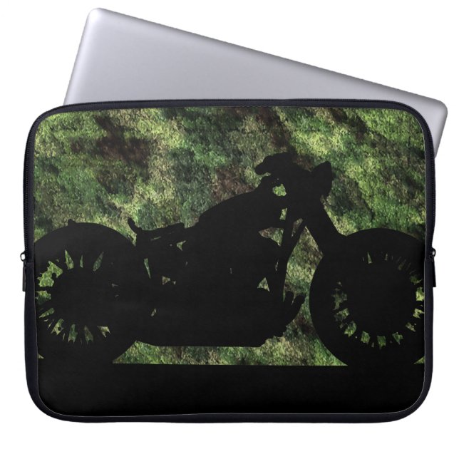 camouflaged motorcycle laptop sleeve (Front)