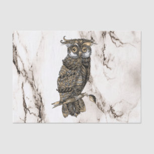 Camouflaged Owl on Brown Marble Tissue Paper