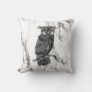 Camouflaged Owl on Marble Cushion