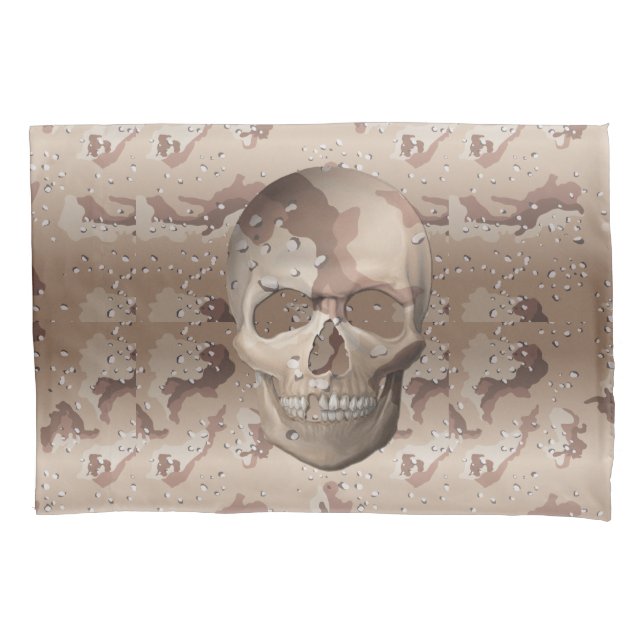 Camouflaged Skull - Place Head Here Pillowcase (Front)
