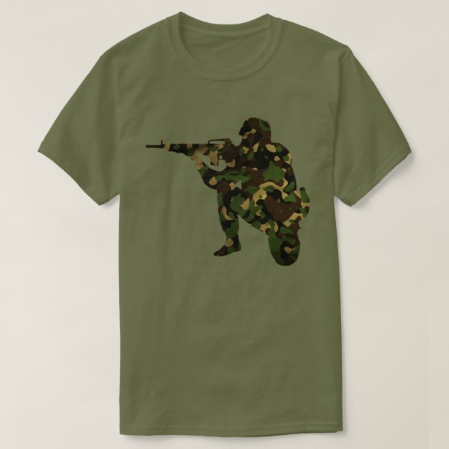 Camouflaged Soldier T-Shirt (Design Front)