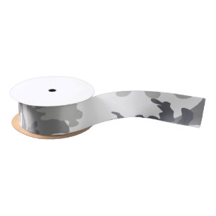 Camouflaged White and Grey military Satin Ribbon