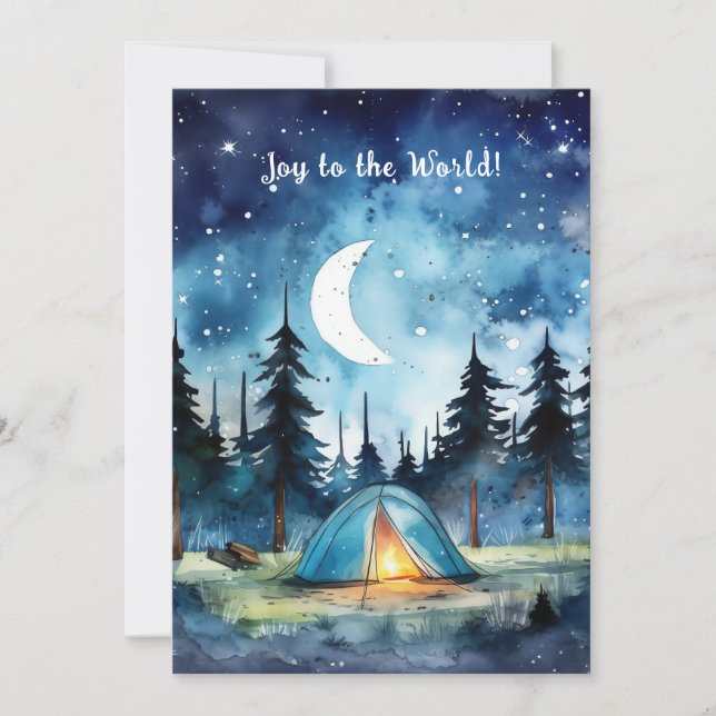 Camp Adventure Starry Pine Tree Christmas Holiday Card (Front)