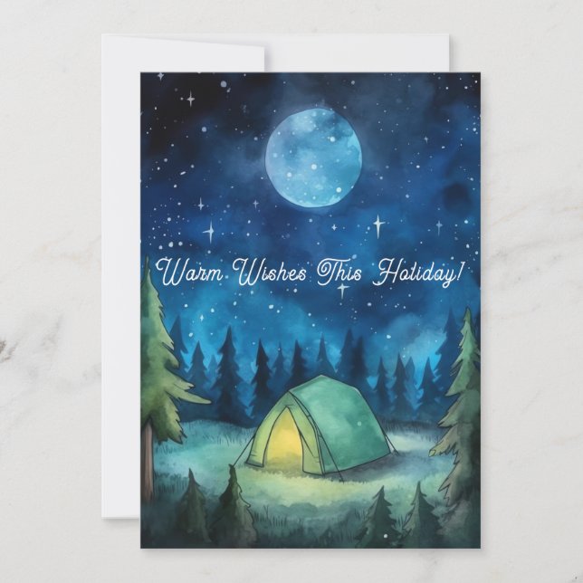Camp Adventure Starry Pine Tree Christmas Holiday Card (Front)